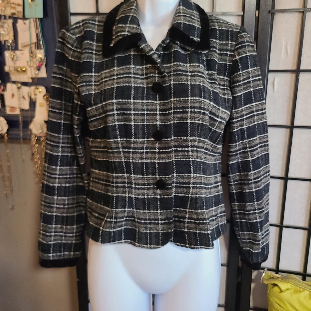 DECADE DESIGNS Windowpane Plaid Blazer 4p